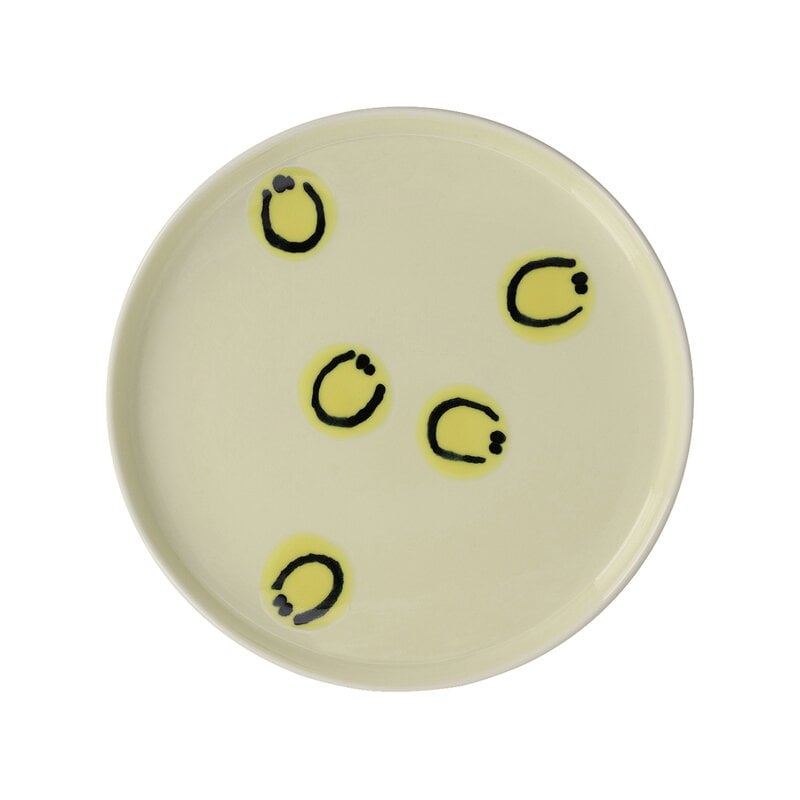 Frizbee Ceramics Plato para bebé, Kawaii, 15,5 cm, sonrisa amarilla, imagen extra