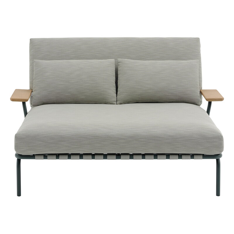 Muuto Settle Outdoor lounge bed w. armrest, Ribbed Weave 2 - dark green, extra image