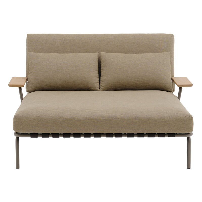 Muuto Settle Outdoor lounge bed w. armrest, Ribbed Weave 5 - taupe, extra image