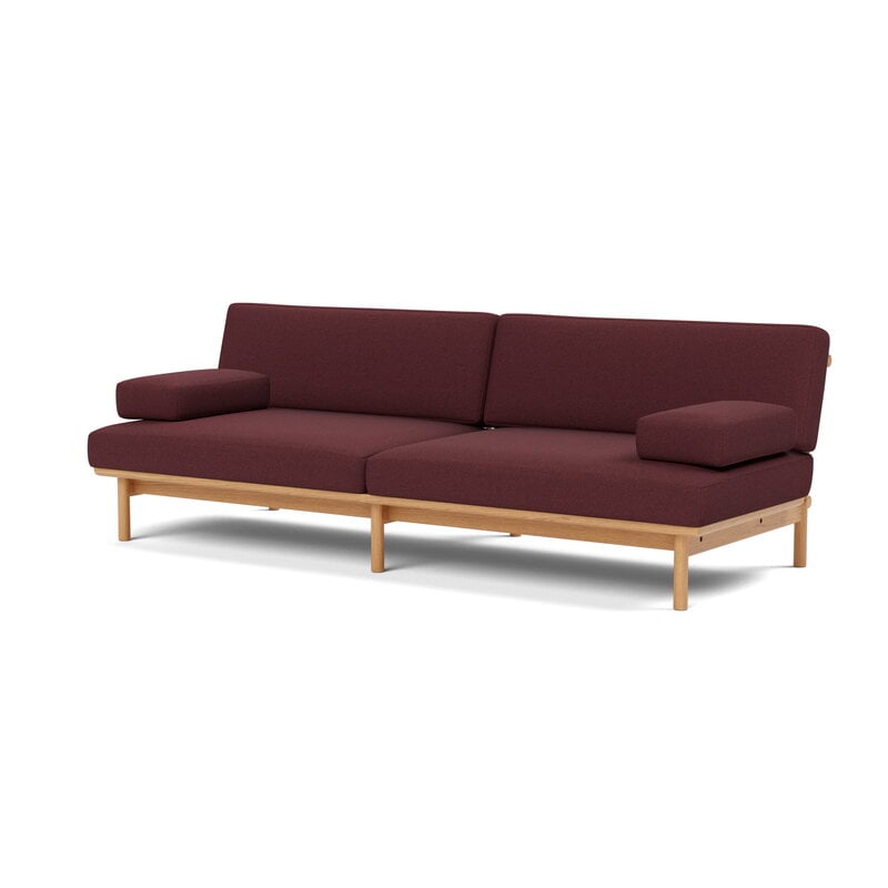 TAKT T19 Spoke Sofa with armrests, oak - dark red Kvadrat Autumn 0681, extra image