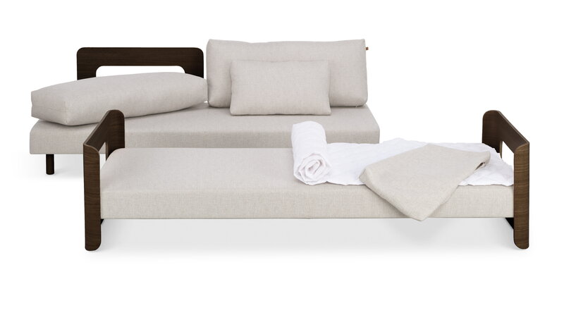 Tapio Anttila Collection ON2 Wood sofa bed, brown oak - off-white Diamonds 012, extra image