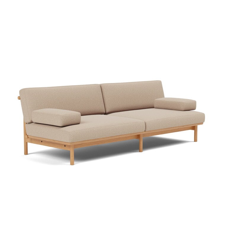 TAKT T19 Spoke Sofa with armrests, oak - warm grey Kvadrat Autumn 0331, vista 2