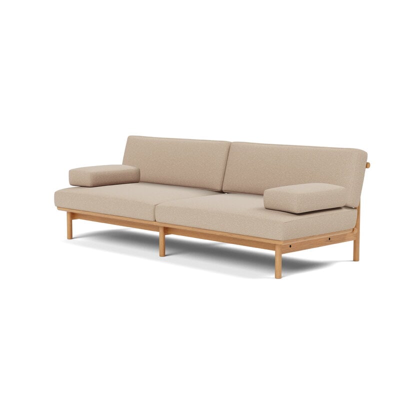 TAKT T19 Spoke Sofa with armrests, oak - warm grey Kvadrat Autumn 0331, vista 3