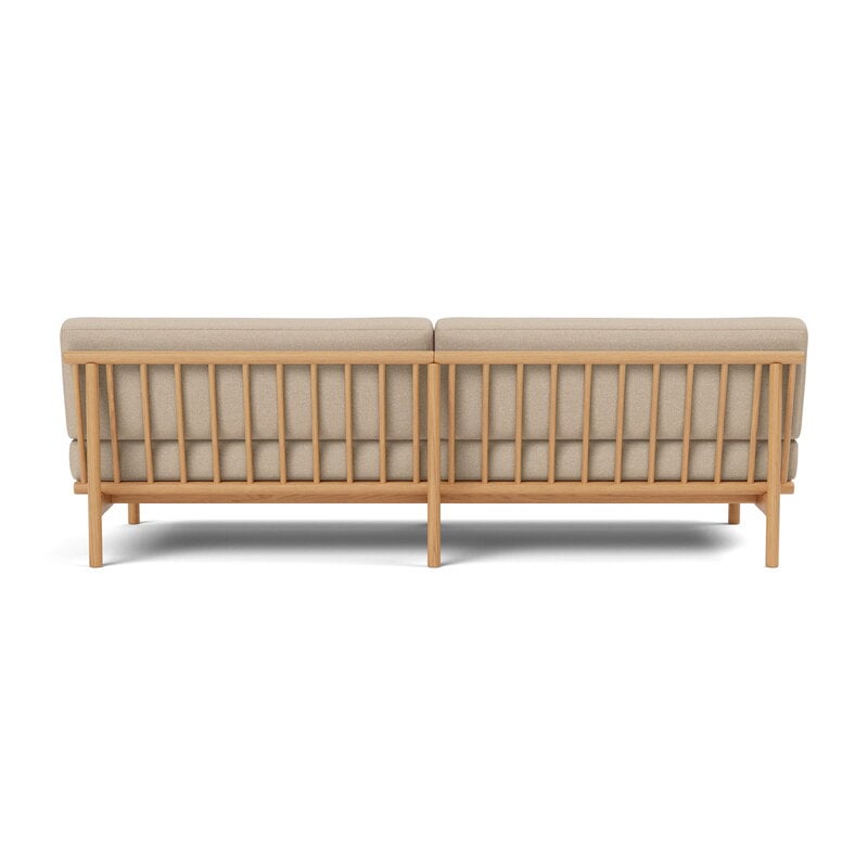 TAKT T19 Spoke Sofa with armrests, oak - warm grey Kvadrat Autumn 0331, vista 4