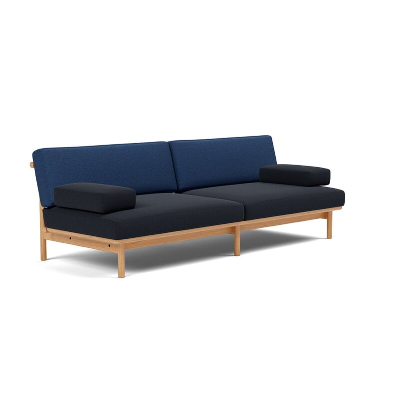 TAKT T19 Spoke Sofa with armrests, oak - dark blue - cobalt blue Kvadrat Autumn, view 2