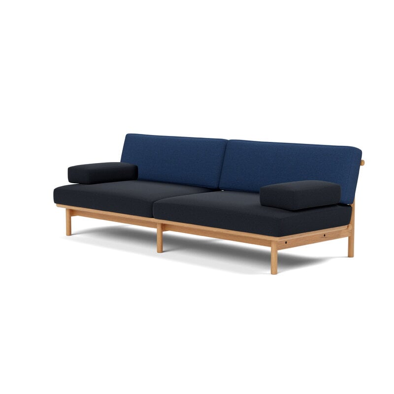 TAKT T19 Spoke Sofa with armrests, oak - dark blue - cobalt blue Kvadrat Autumn, view 4
