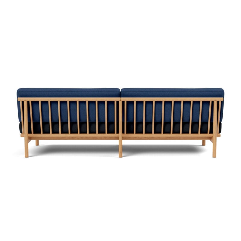 TAKT T19 Spoke Sofa with armrests, oak - dark blue - cobalt blue Kvadrat Autumn, view 3