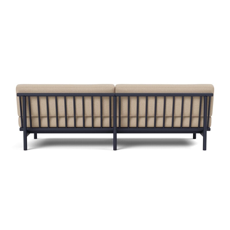 TAKT T19 Spoke Sofa with armrests, black blue oak - warm grey Kvadrat Autumn, view 3