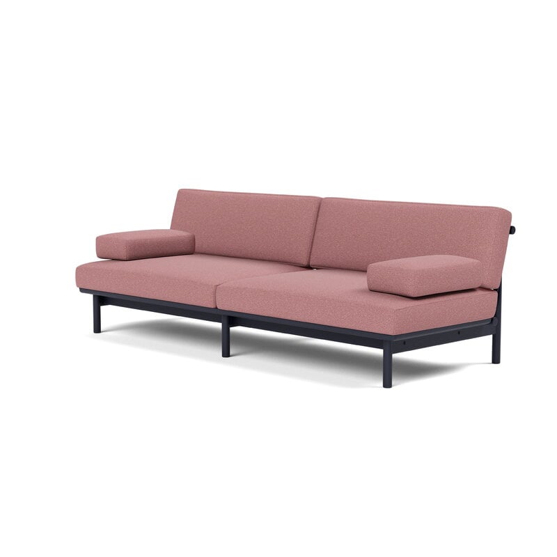 TAKT T19 Spoke Sofa with armrests, black blue oak - rose Kvadrat Autumn, view 2