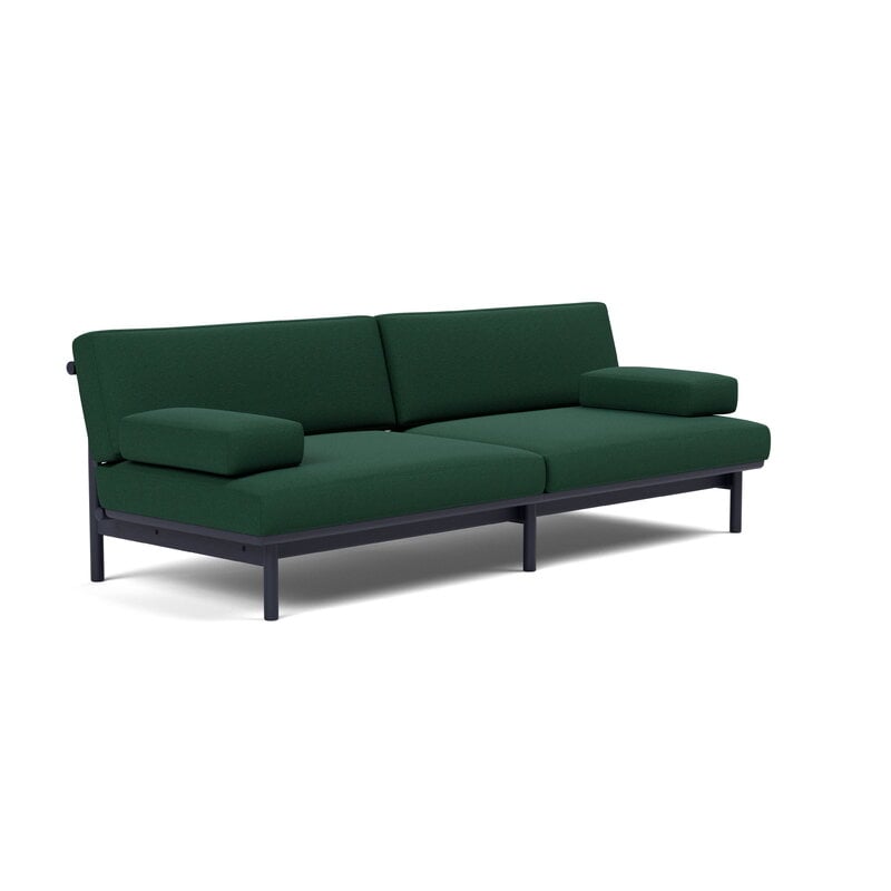 TAKT T19 Spoke Sofa with armrests, black blue oak - dark green Kvadrat Autumn, view 4