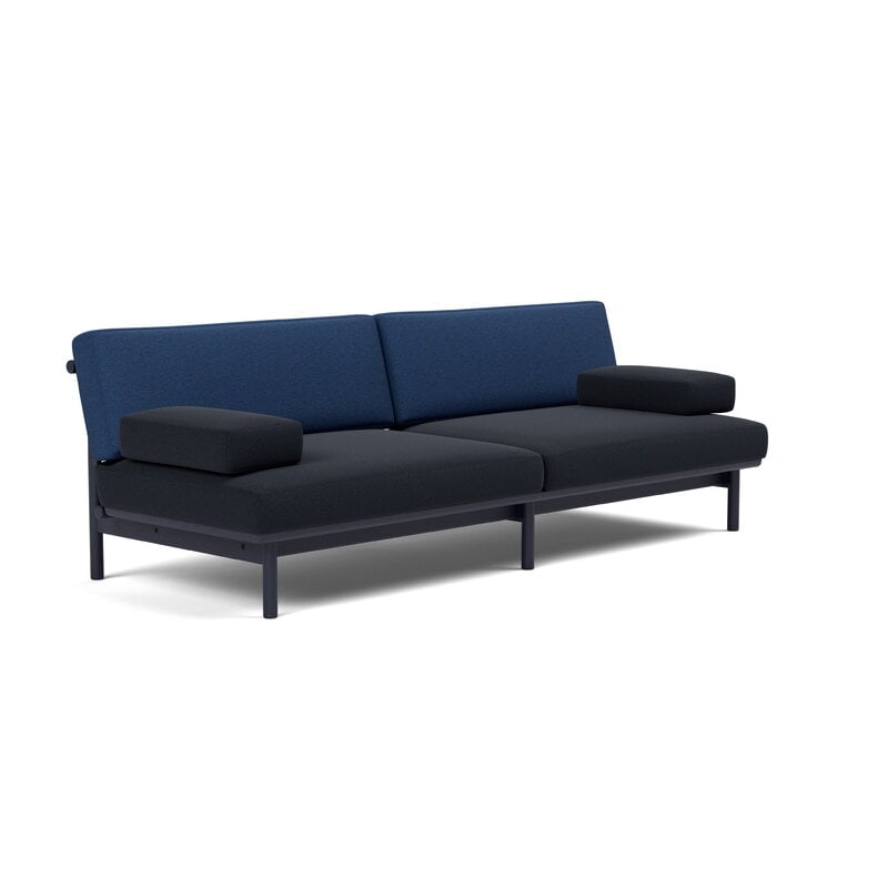 TAKT T19 Spoke Sofa with armrests, black blue oak - dark blue - cobalt blue, vista 3