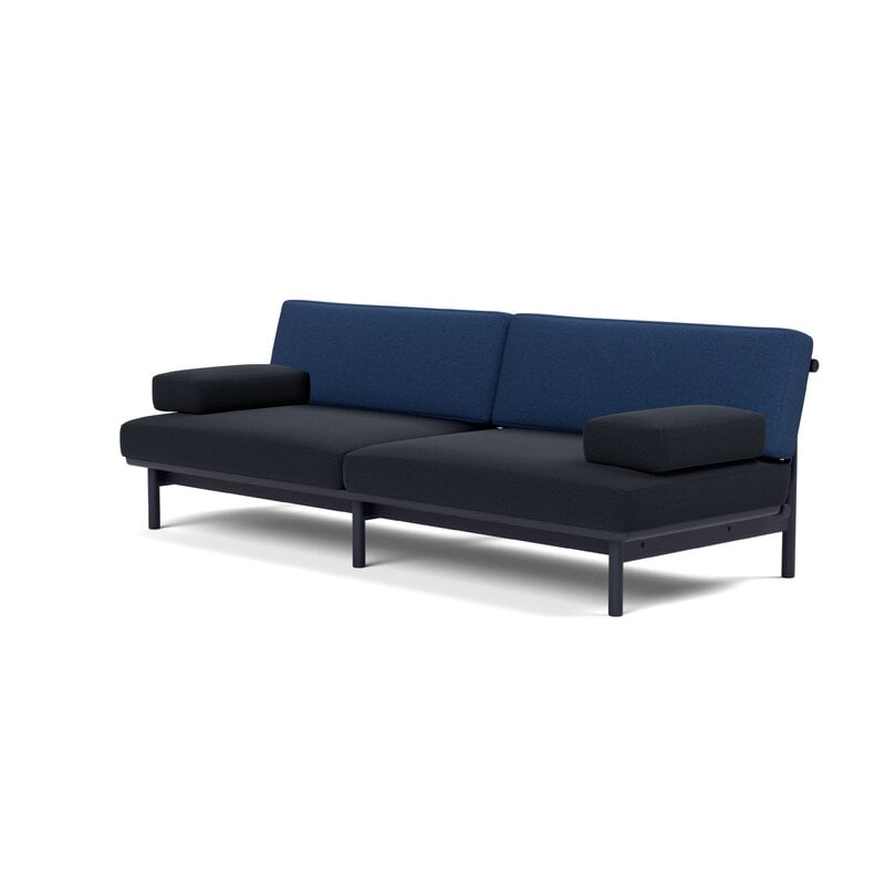 TAKT T19 Spoke Sofa with armrests, black blue oak - dark blue - cobalt blue, vista 2