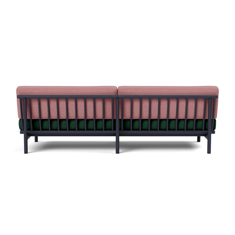 TAKT T19 Spoke Sofa with armrests, black blue oak - dark green - rose, vista 4