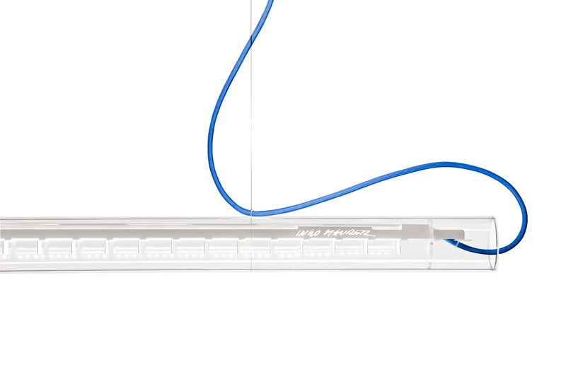 Ingo Maurer Tubular hanging lamp, white - blue cable, extra image