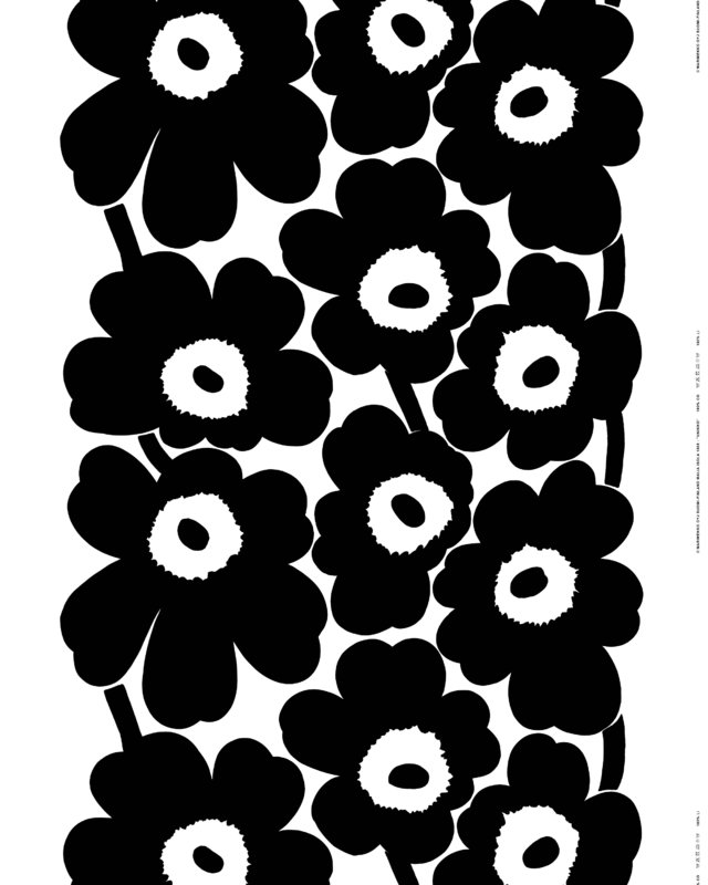 Marimekko Unikko heavyweight cotton fabric, white - black