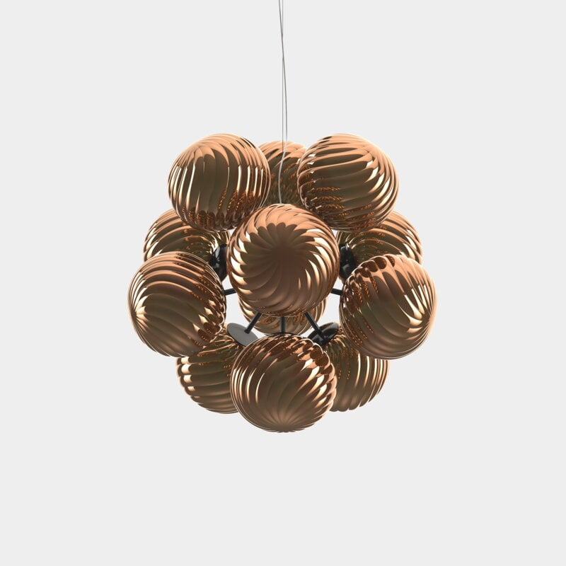 Tom Dixon Whirl Burst Chandelier riippuvalaisin, LED, kupari, näkymä 2