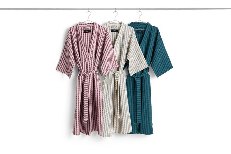HAY Waffle bathrobe, one size, stripe cool pink, view 3