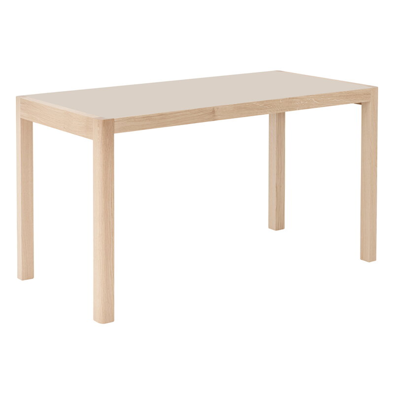 Prescribe Cucumber Norm Workshop table, 130 x 65 cm, oak - warm grey linoleum | Finnish Design Shop
