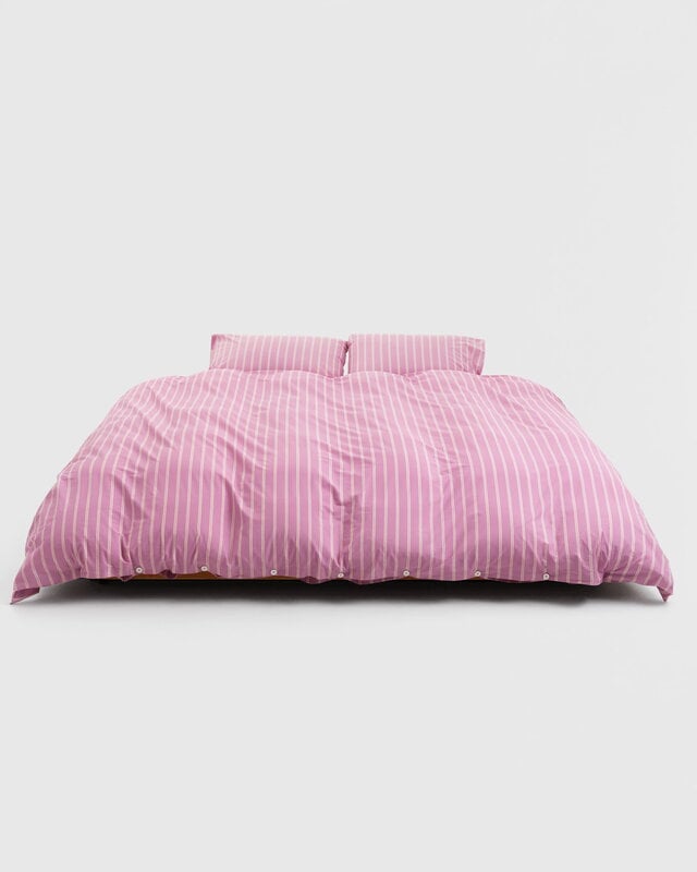 Tekla Housse de couette simple, 150 x 210 cm, rayures rose mauve, image extra