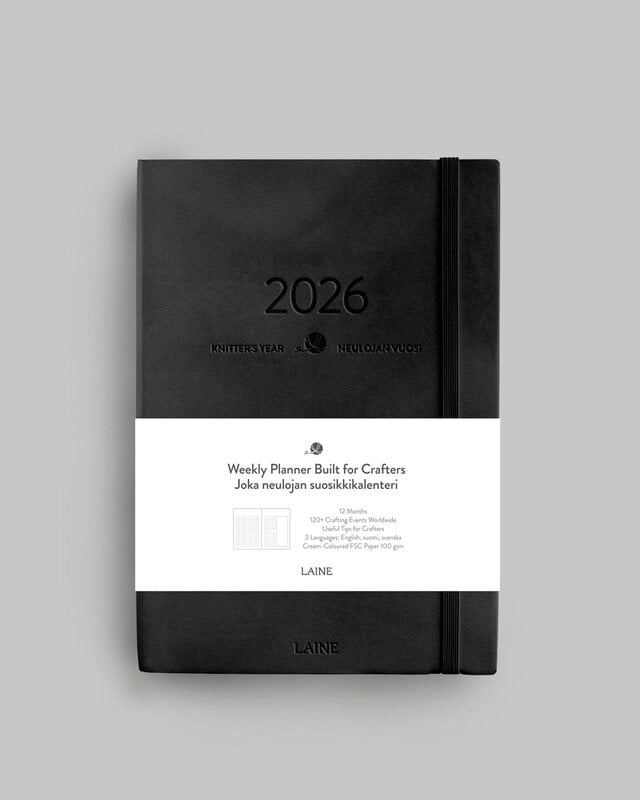 Laine Publishing Neulojan vuosi 2026 kalenteri, musta, tuotteen lisäkuva