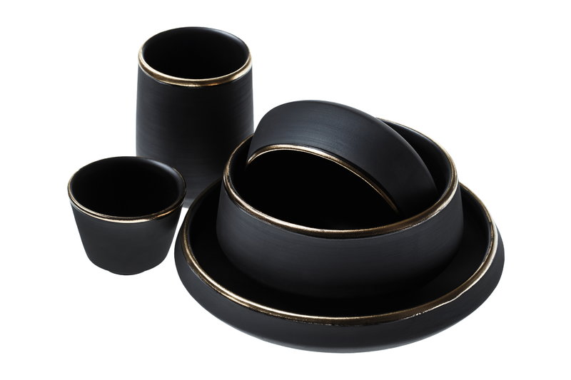 Set of 2 Espresso Coffee Cups Matte Black Ceramic Handmade Pottery  Collection ECLIPSE 