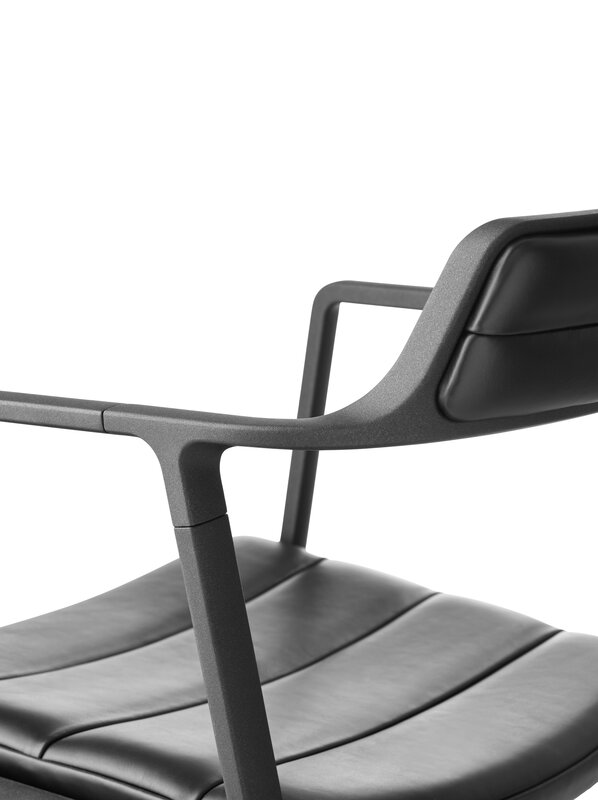 Vipp 452 Swivel tuoli, musta - musta nahka, pyörät, näkymä 9