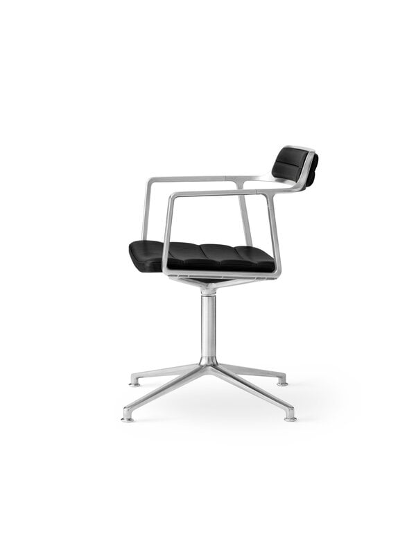 Vipp 452 Swivel tuoli, kiillotettu runko - musta nahka, jalkatallat, näkymä 6