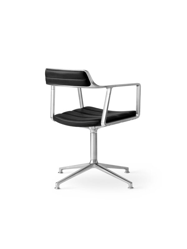 Vipp 452 Swivel tuoli, kiillotettu runko - musta nahka, jalkatallat, näkymä 3
