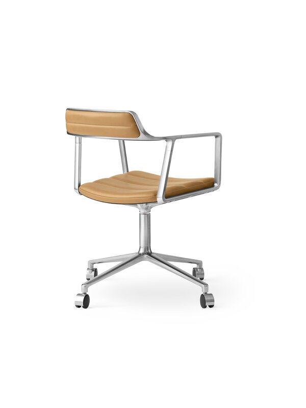 Vipp 452 Swivel tuoli, kiillotettu runko - camel nahka, pyörät, näkymä 4