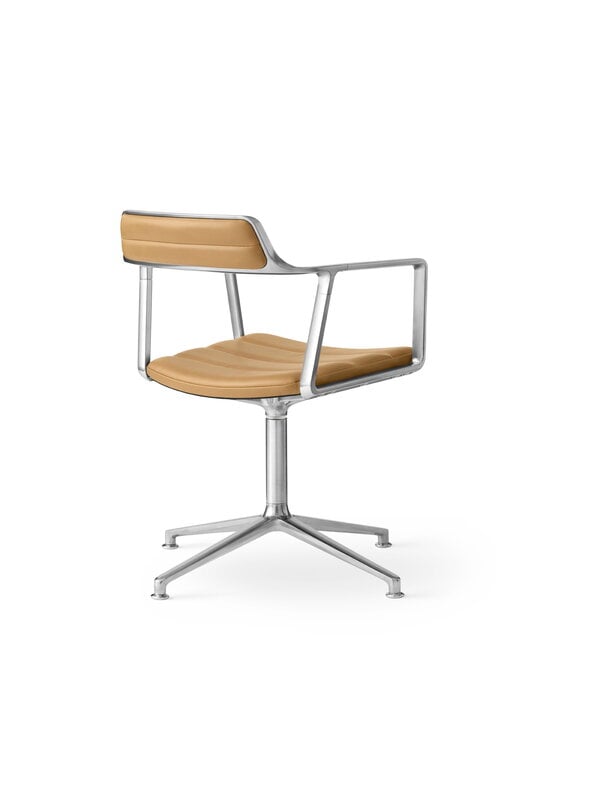 Vipp 452 Swivel tuoli, kiillotettu runko - camel nahka, jalkatallat, näkymä 4