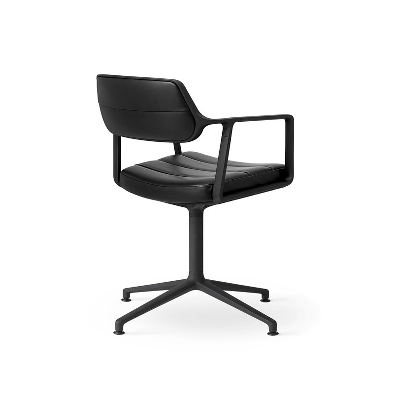 Vipp 453 Swivel tuoli, musta runko - musta nahka, jalkatallat, näkymä 2