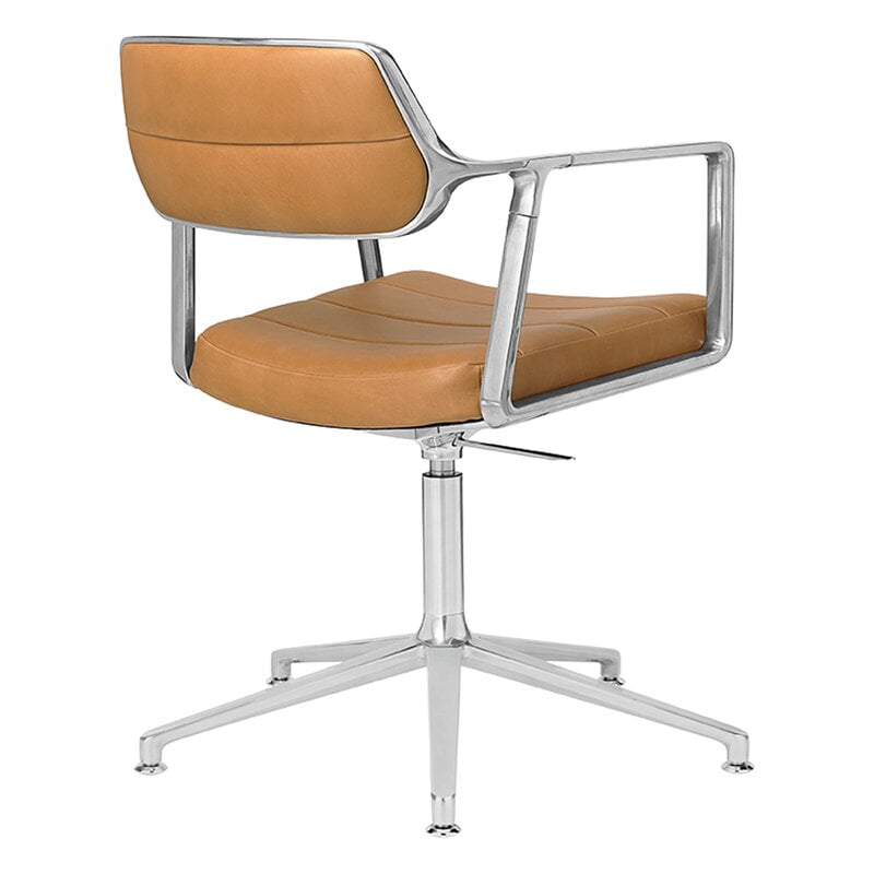 Vipp 453+ Swivel chair, polished frame - camel leather, with gliders, extra image
