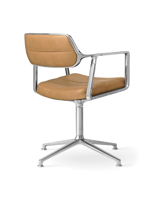 Vipp 453 Swivel tuoli, kiillotettu runko - camel nahka, jalkatallat, näkymä 3