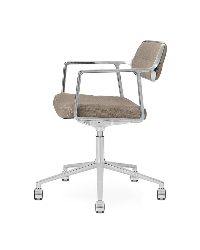 Vipp 453+ Silla giratoria, estructura pulida - Tide dark sand, con ruedas, imagen extra
