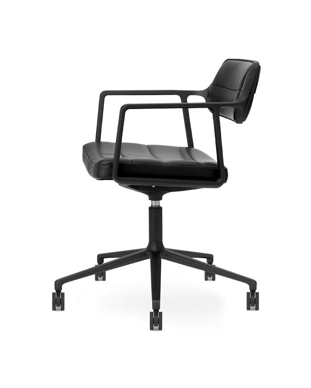Vipp 453+ Swivel chair, black frame - black leather, with castors, extra image