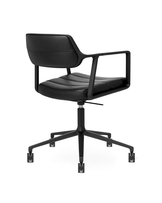 Vipp 453+ Swivel chair, black frame - black leather, with castors, extra image