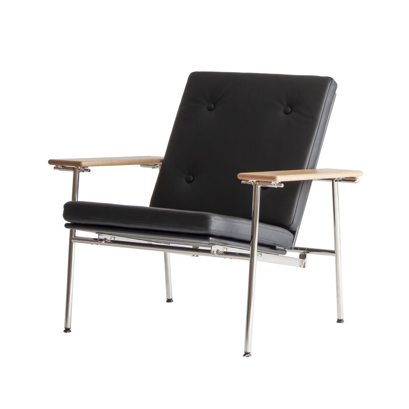 YK collection Triennale chair, oak - black, black cushions with buttons, extra image