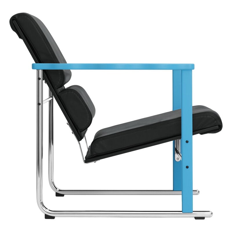 Hem Experiment Sessel 502, blau - schwarzes Leder, extrabild