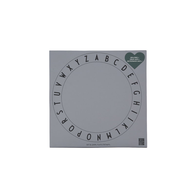 Design Letters Eat & Learn tritan plate grey Design Letters Eat & Learn tritan plate grey