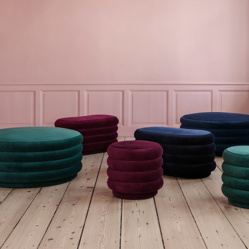 Ferm Living Pouf Round, large, dark blue Finnish Design Shop