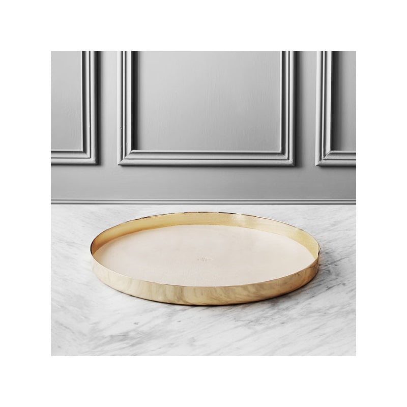 Skultuna Karui tray, ivory white leather Finnish Design Shop