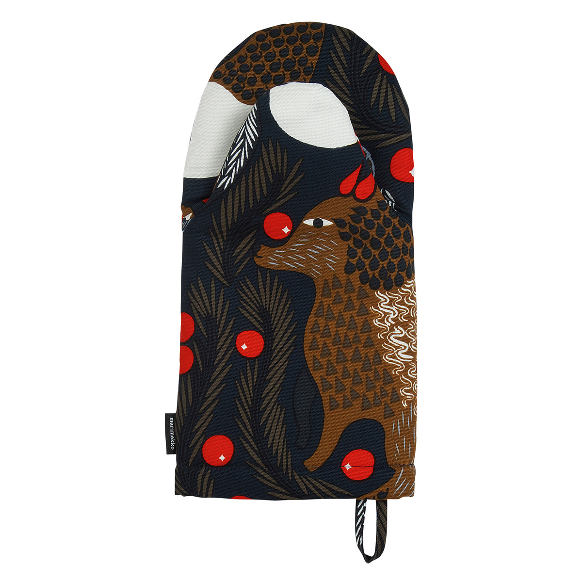 Marimekko Ketunmarja uunikinnas, tummansininen - ruskea | Käytetty design |  Franckly