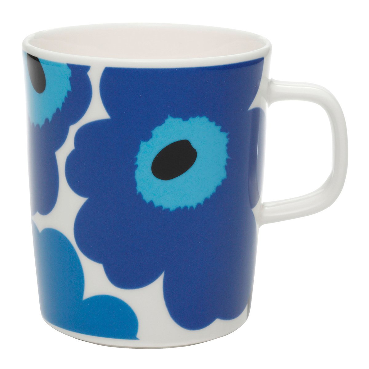 Marimekko Oiva - Unikko mug 2,5 dl, white - blue | Finnish Design Shop