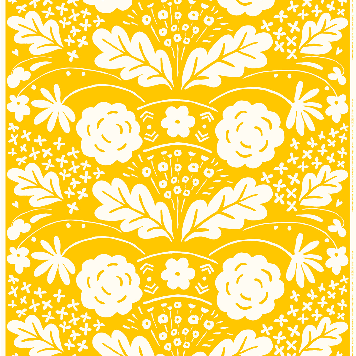Marimekko Onni kangas, keltainen | Käytetty design | Franckly