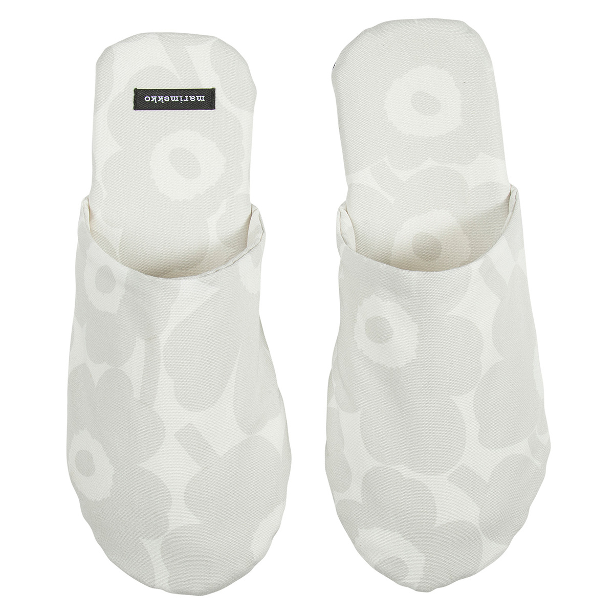 Marimekko Mini Unikko tossut, valkoinen vaaleanharmaa Unikko kylpytakki valkoinen, vaaleanharmaa