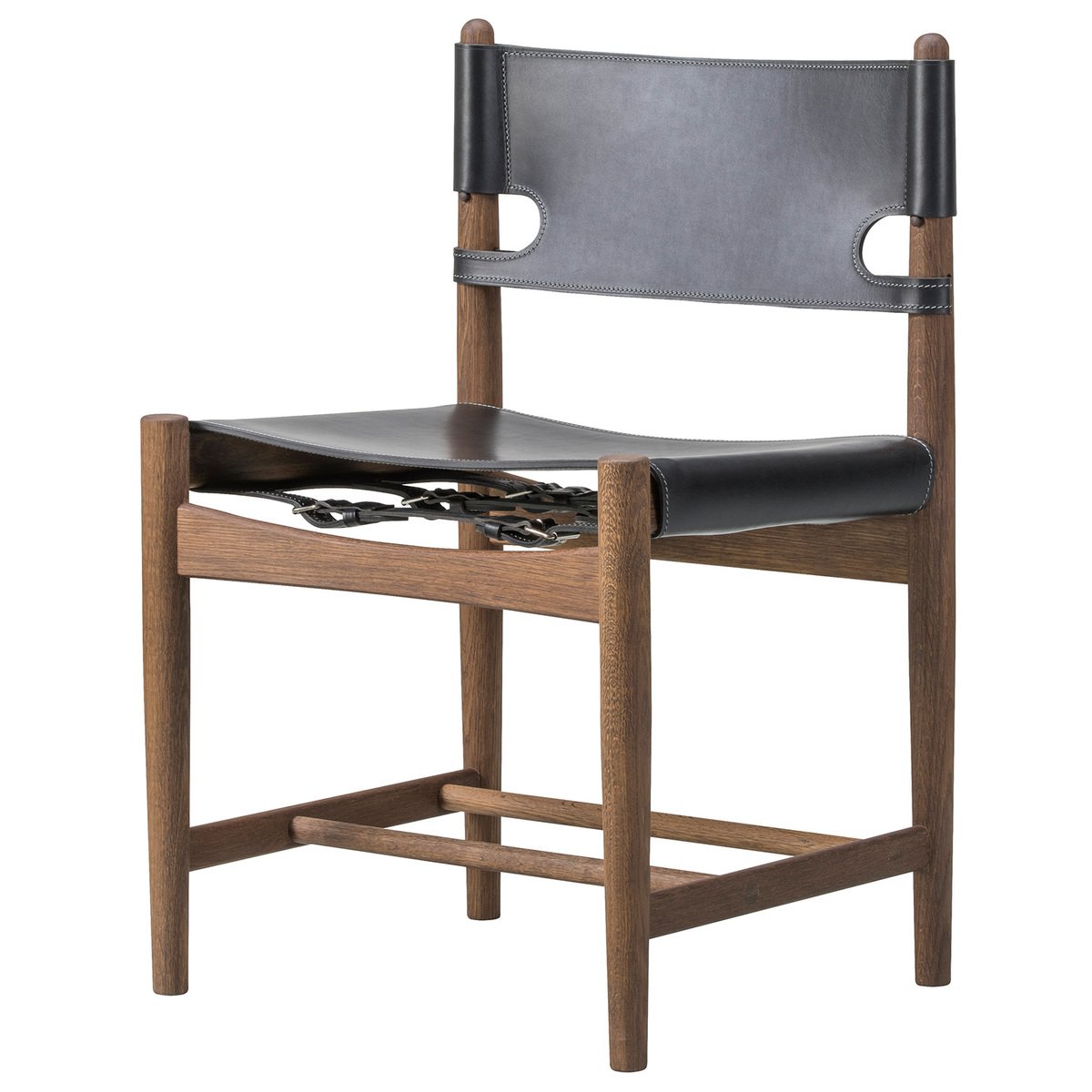 Fredericia The Spanish Dining Chair tuoli, musta nahka - savustettu tammi