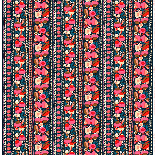 Marimekko Tuppurainen fabric, blue - red - yellow | Pre-used design |  Franckly