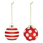 Delight bauble, 6 cm, set 2, white - red - gold