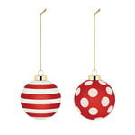 Alessi Boule Delight, lot de 2, 6 cm, blanc - rouge - or