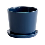 Botanical Family pot and saucer, M, dark blue